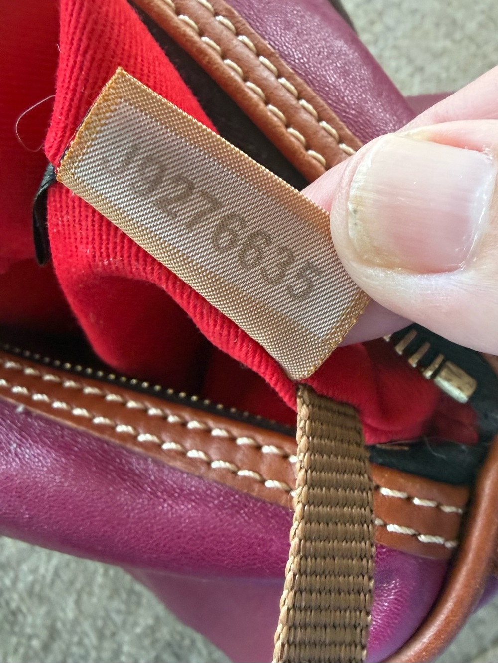 Dooney & Bourke Plum Leather Barrel Satchel with Brown Trim - Picture 7 of 8